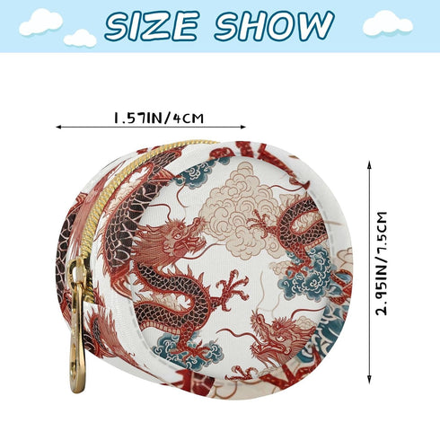 YETTASBIN Chinese Dragon Portable Pacifier Holder Case with Metal Hook Buckle & Zipper for Diaper Bag and Stroller