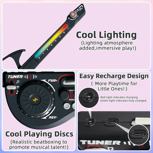 3-5 5-9 9-12 RedCrab Electric Guitar for Kids, Stringless Guitars with DJ Turntable, Bluetooth & Lights, Musical