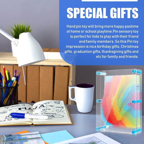 2 Pack Large 3D Pin Art Toy, 8 x 6 Inch Plastic Pin Art Board, Sensory Toy for Boys, Girls, Adults, Creative Fidgets