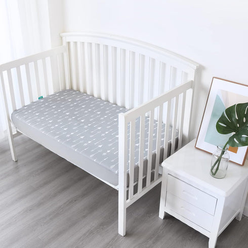 4 Pack Crib Sheets for Boys and Girls Fitted - Breathable, Soft Microfiber Baby Sheets in Grey, Navy and White