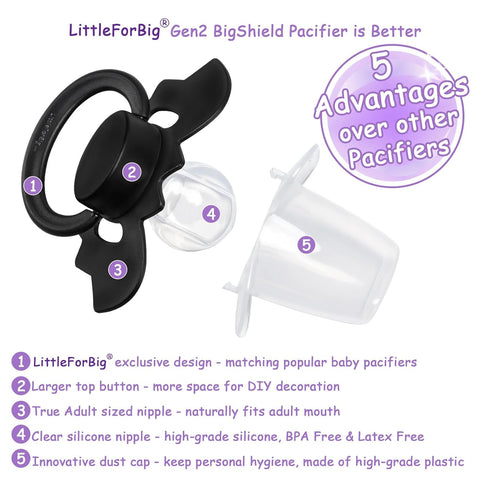 Adult-Sized Black Bat Pacifier - LittleForBig Bigshield Generation-II