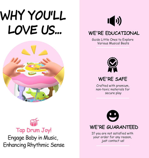 12 Tummy 12-18 1 2 3 Baby Girl Toys Months, Musical Rotating Light Up Infant Toys Time for Infant Months, Crawling
