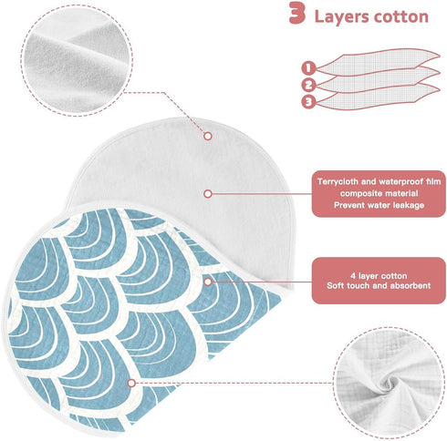 YETTASBIN Sea Waves Muslin Baby Burp Cloth, Super Soft Absorbent Cotton Burp Rag Baby Bibs Feeding Cloth for Newborn