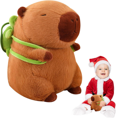 Emoin Capybara Plush Toys - Kawaii 9 Inch Capybara Plushie with Turtle Backpack, Soft Doll for Baby Boys Girls