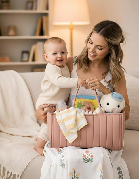 Gucilulu Baby Diaper Caddy Organizer-Large Nursery Storage Basket for Changing Table and Car - Portable Newborn