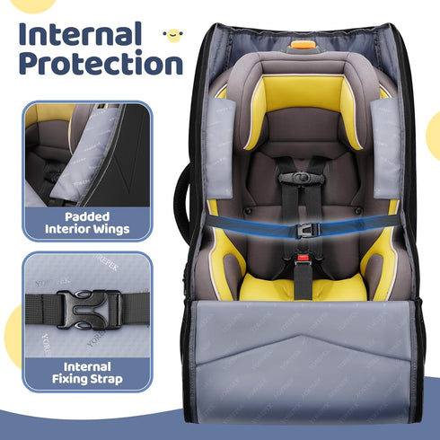 Backpack YOREPEK Padded Car Seat Travel Bag for Airplane Travel Compatible with Chicco, Britax, Nuna Rava, Sturdy Car