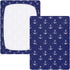 Mazeann 52" 28" 9" White Boat Anchors Crib Sheets Soft Breathable Fitted Cotton Baby Crib Sheets Mattress Cover