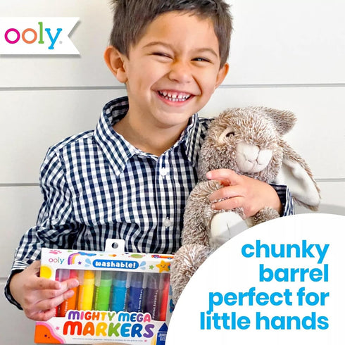Ooly Thick Toddler Markers with Jumbo Grip, Mighty Mega Triangle Tip Markers for Toddlers with Jumbo Barrel, Perfect