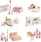 ROBOTIME Wooden Dollhouse Furniture Set, 28 PCS Miniature Dollhouse Furniture with 6