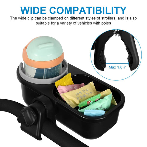 Accmor 2 in 1 Stroller Snack Tray, Non-Slip Grip Clip Accessory Compatible with Uppababy, Nuna, Doona, Grey