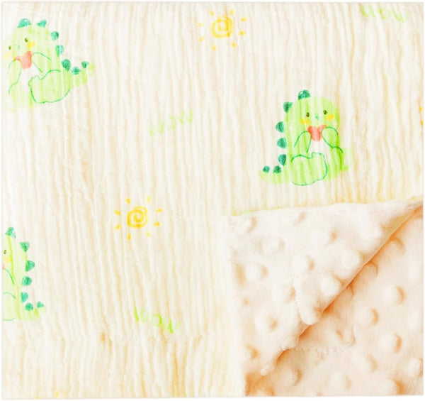 Muslin Baby Blanket Soft Double Layer 100% Muslim Cotton Plush Fluffy Dotted