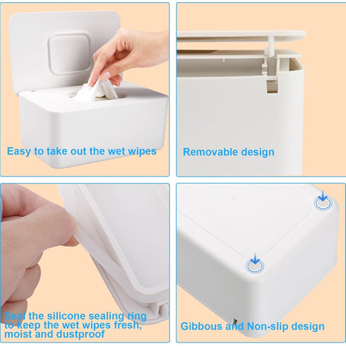 LEQXGO 2 Pack Baby Wipes Dispenser, Wipes Dispenser Baby Wipes Case, Baby Wipe Holder for Fresh Wipes, Non-Slip Wipes
