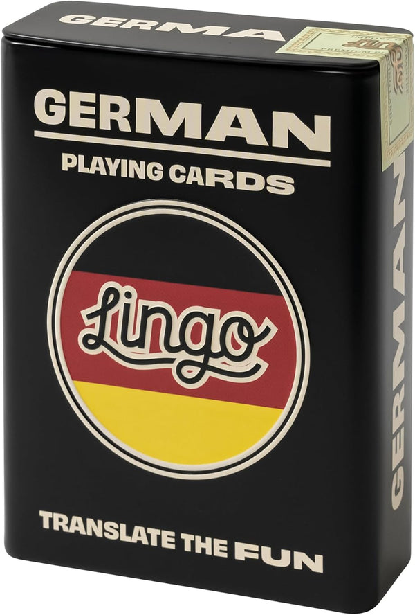 Lingo German Playing Cards in Wayfarer Tin Box - Travel Flashcards for Learning German Vocabulary