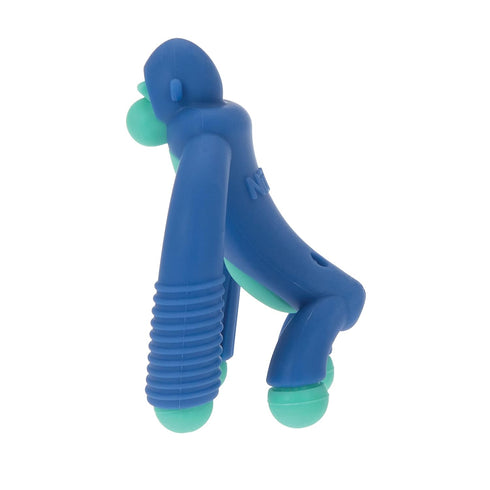 Nuby Geo Zoos Massaging Teether - Baby Teething Toy - Soft Easy Grip for 3+ Months - Blue Gorilla