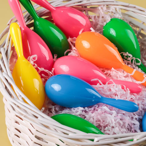 LovesTown 15PCS Mini Plastic Maracas, Colorful Musical Instruments Noisemaker for Kids Party Favors