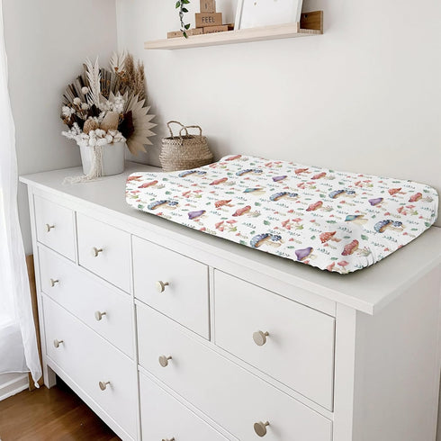 Watercolor Mushroom Forest Changing Pad Covers - Colorful Baby Diaper Change Table Sheets for Boy Girl, 32''x16''