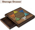 2 1 Set 13" 60 12 2 ELONGDI in Magnetic Chess & Chinese Checkers Wooden Board Game with Storage Drawer and Glass