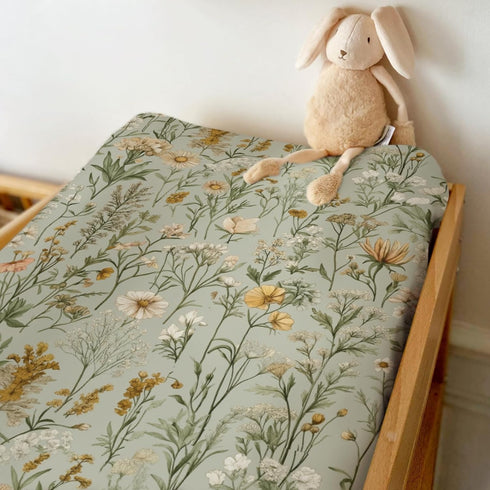 Summer 32''16'' Vintage Wildflowers Baby Changing Pad Covers for Boys Girls Retro Plant Fitted Change Table Pad Covers