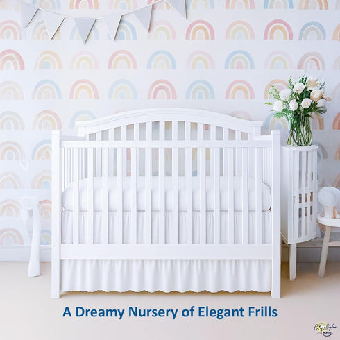 100% 28" 52" 14" Cottington Lane White Infrant Crib Bed Skirt Dust Ruffle with Split Corner, Natural Cotton Nursery