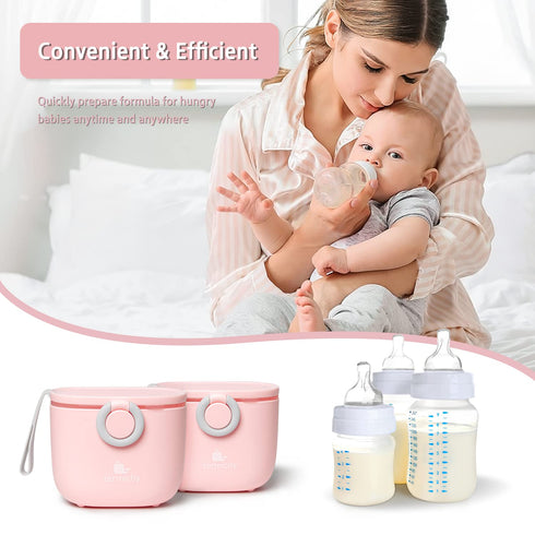 Termichy Baby Formula Dispenser, Portable Milk Powder Container with Carry Handle for Travel, 8.8OZ, Pink