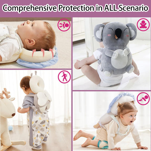 Toddler Baby Protection Backpack Wear, Head Protector Pad Safety Cushion for Crawling Walking, Baby Essentials Infant Toys Baby Boy Girl Gifts, Suitable for 0.5-3 Years(Purple Bee)