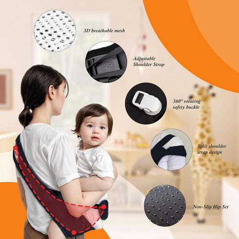 25-60lbs, Baby Carrier Newborn to Toddler - Adjustable Sling Carrier for Comfortable Hands-Free Carrying (Black)