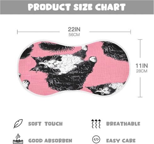 YEGAME Set 1 11 22 Inch Muslin Baby Burp Cloths of - Cat Super Absorbent Cotton Burping Rags Soft Baby Washcloths