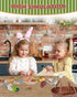 1-3, Playset 3-5, 3 4 5 6 Wooden Pizza Toy, Wooden Food Toys for Toddlers Wooden Play Food with Basket, Pretend Play