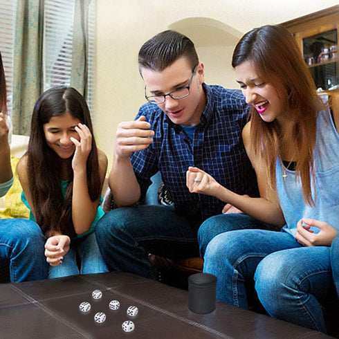 Felt Lined Professional Dice Cup with 6 Dices, Quiet for Yahtzee Game