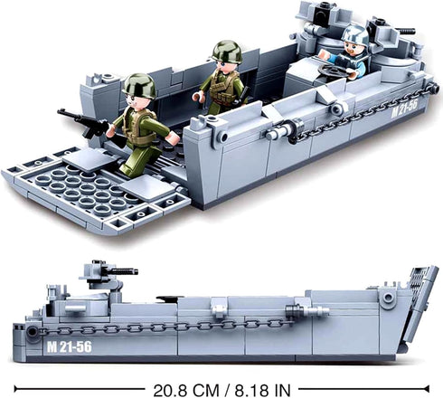 hhohio 2 WW2 Set, 4 (325 World War Landing Craft Building Toys Military Vehicle Brick WWII Army Warship Boat Model