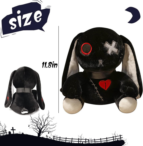 Creepy Goth Bunny Plush Toy - Spooky Stuffed Animal for Easter
