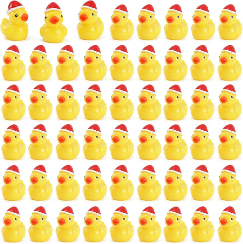 kapeiluo 50Pcs Mini Resin Ducks, Mini Christmas Ducks Miniature Duck Figures Ornament for