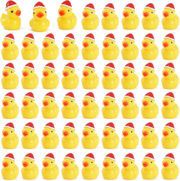 kapeiluo 50Pcs Mini Resin Ducks, Mini Christmas Ducks Miniature Duck Figures Ornament for
