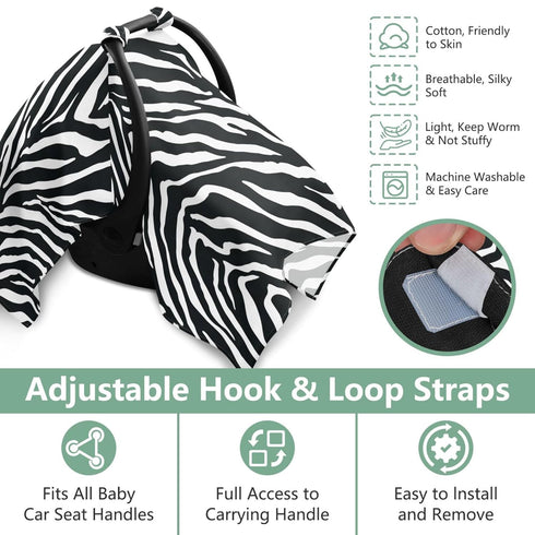 Mazeann White Black Zebra Print Car Seat Cover Baby Breathable Soft Infant Carseat Covers Canopies Babies Carrier