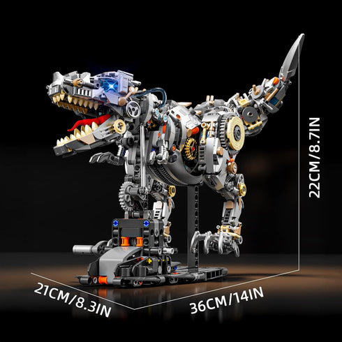 HJPLPXH Set 1268 Mechanical Tyrannosaurus Building Blocks with LED Light & Display Stand, PCS T-Rex Dinosaur Model Kit