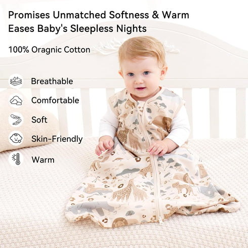 6-12 0.5 3 Pack 100% 2-Way Unnivoll Baby Sleep Sack Months Tog Wearable Blanket Baby, Cotton Lightweight Sleeping Sack
