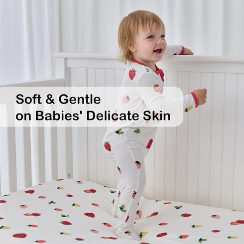 52" 28" BubblePanda Rayon Made from Bamboo Crib Sheets for Baby Boys Girls Neutral Soft Stretchy Fitted Crib Mattress