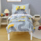 Grey Construction Cars Toddler Bedding Set for Boys, 4 Piece Reversible Lightweight