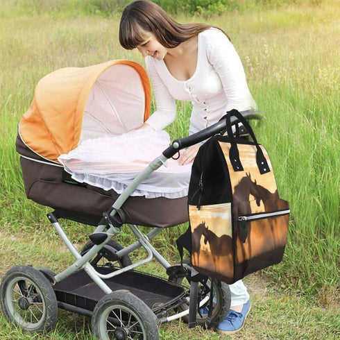 DWVTSLH Backpack Mummy Backpack Horses in Love Diaper Bag Multifunction Nappy Bags Waterproof Large Capacity Travel