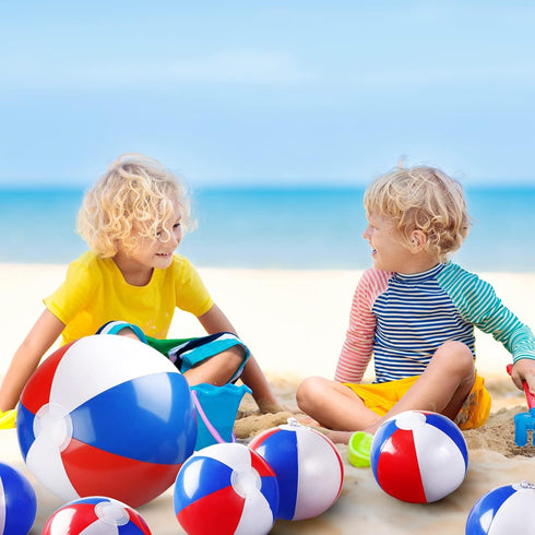 Zhanmai 30 Pcs Patriotic Beach Balls, Red White and Blue Inflatable Balls for 4th of July Party Favors, 4-5 Inch and