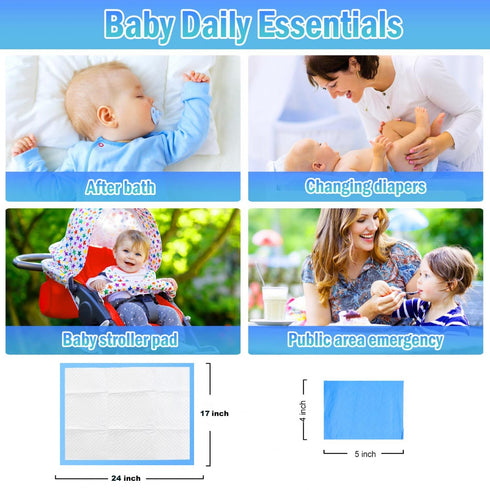 Rocinha 100 Pack 24 Inches 17 Inches Large Disposable Changing Pads for Baby x Disposable Underpads Waterproof Diaper