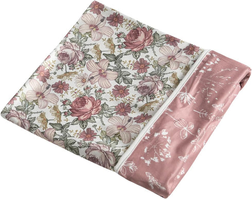 Little Jump Stretchy Jersey Knit Swaddle Blankets, Premium Cotton Floral Baby Quilt for Girls