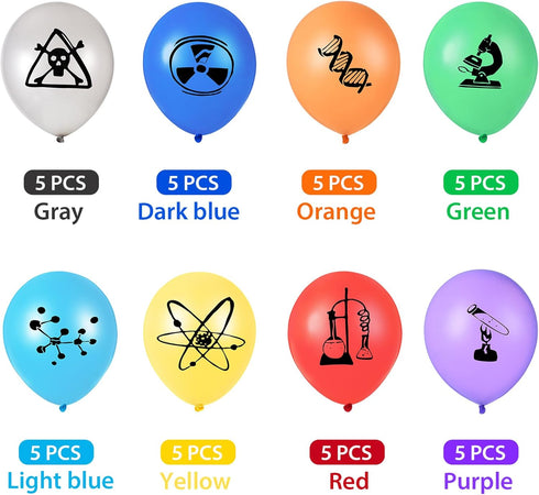 40 Pieces Science Party Balloons Decorations - Science Latex Balloons Birthday Party Decorations for Scientist Lab