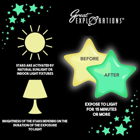 Great Explorations: Colorful Stars Super Kit, Glow In The Dark Ceiling Stars, 150 Pieces