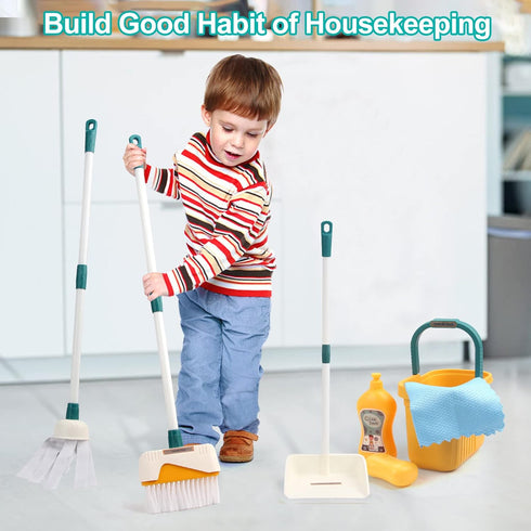 Set Jenilily Detachable Kids Cleaning Toy - Broom, Mop, Dustpan, Brush, Rag Play, Housekeeping Kit, STEM Really Clean