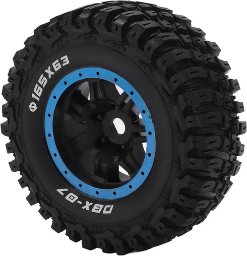 RC Rubber Tire Set 165mm Diameter Wheel Tire for Racing 1/7 RC Car Upgrade Part (Blue)