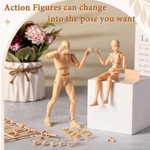 Set, Yookeer Body Drawing Action Figures Female and Male PVC Drawing Doll Human Model Manikin Art Mannequin Figures