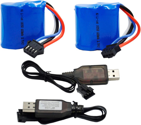 Blomiky 2 Pack 600mAh Li-ion Battery with SM-4P Plug for UDI008 UD08 UDI001 Venom Speed RC Boat