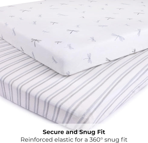 Pack 2 Pack Set Pack 100% 38x24x5 Ely's & Co. and Play Sheets, for Mini/Portable Crib, Fitted Playpen Play Yard Sheet