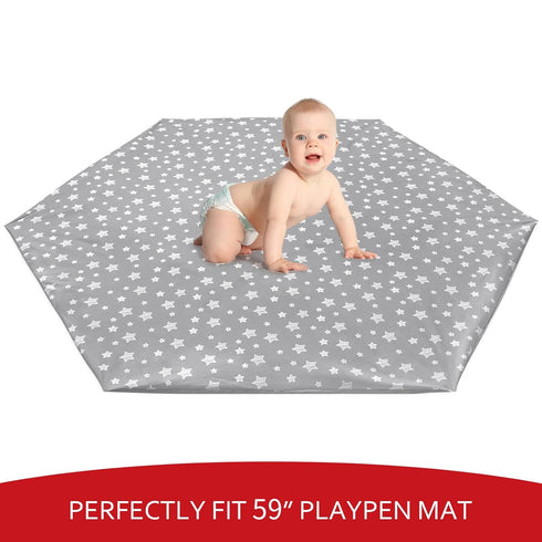 Baby Play Mat Cover (only Cover) Compatible with POP 'N GO Playpen Mat, Non-Slip Waterproof Hexagon Playpen Mat